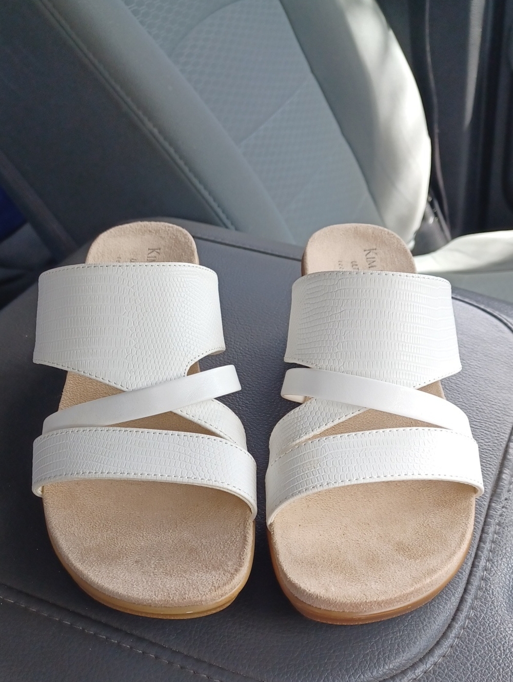 Kim Rogers Womans White Women's Wedge Slide Sandals